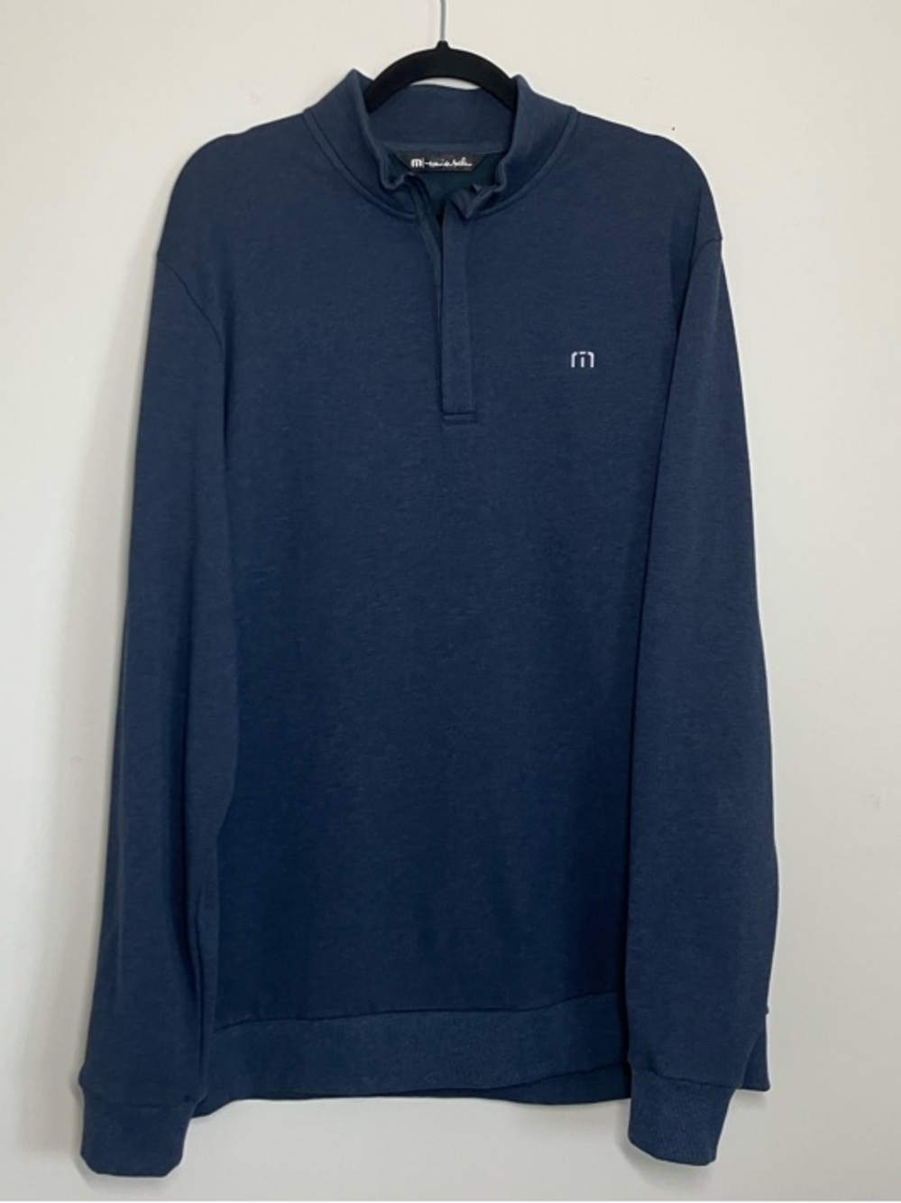 Travis Mathew Golf 1/4 Zip Pullover Sweatshirt Navy Blue Heather Mens XL